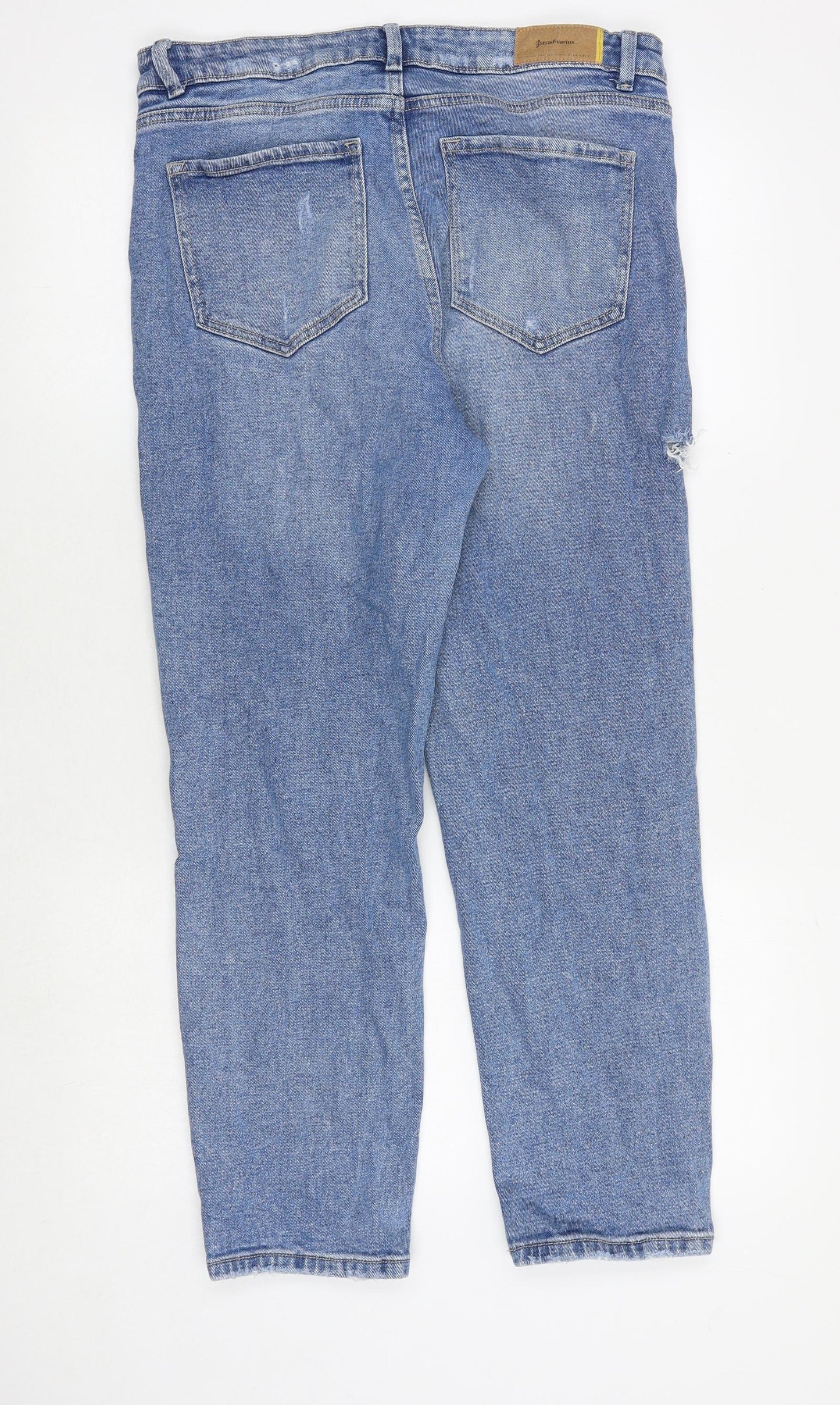 Stradivarius Womens Blue Cotton Straight Jeans Size 16 Regular Zip