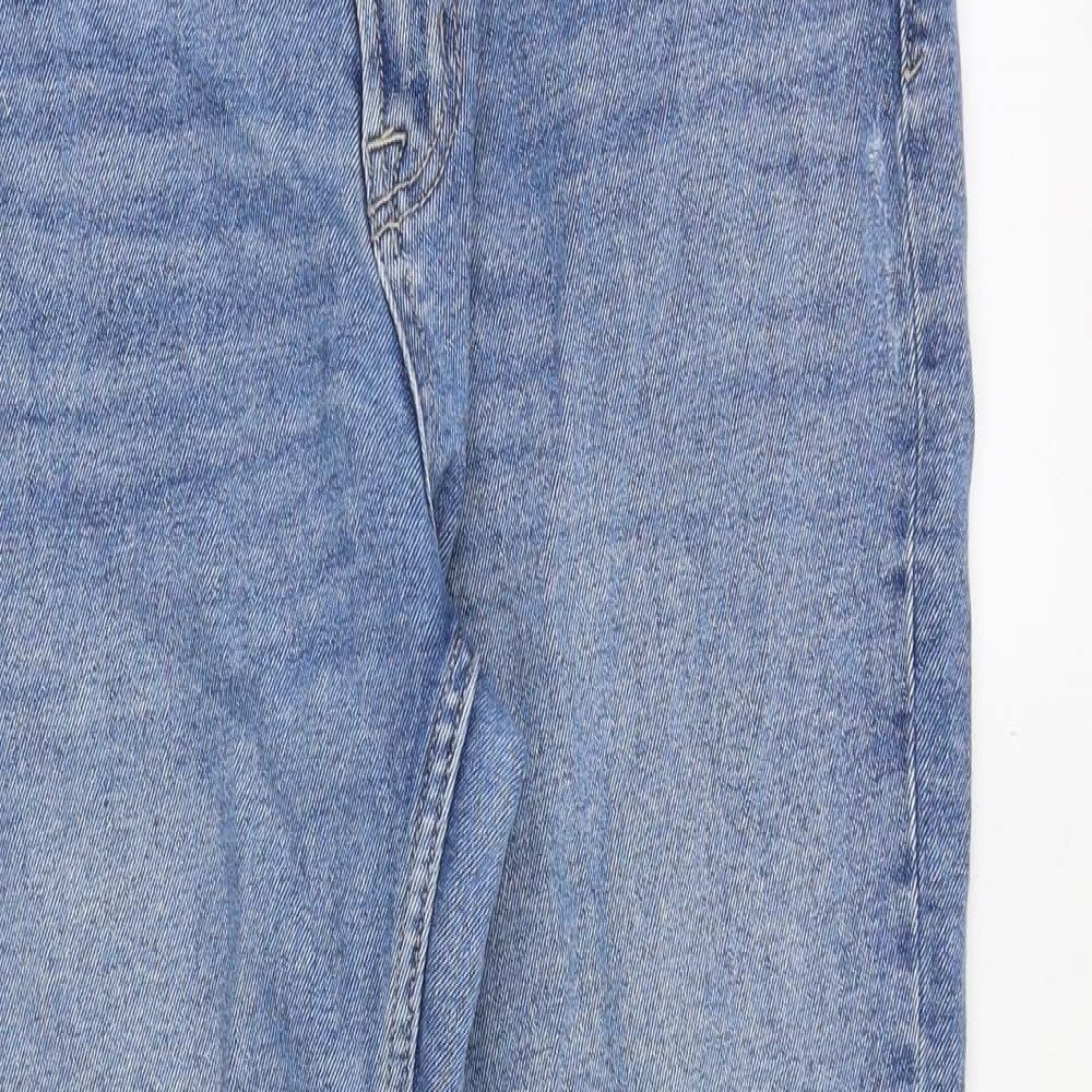 Stradivarius Womens Blue Cotton Straight Jeans Size 16 Regular Zip