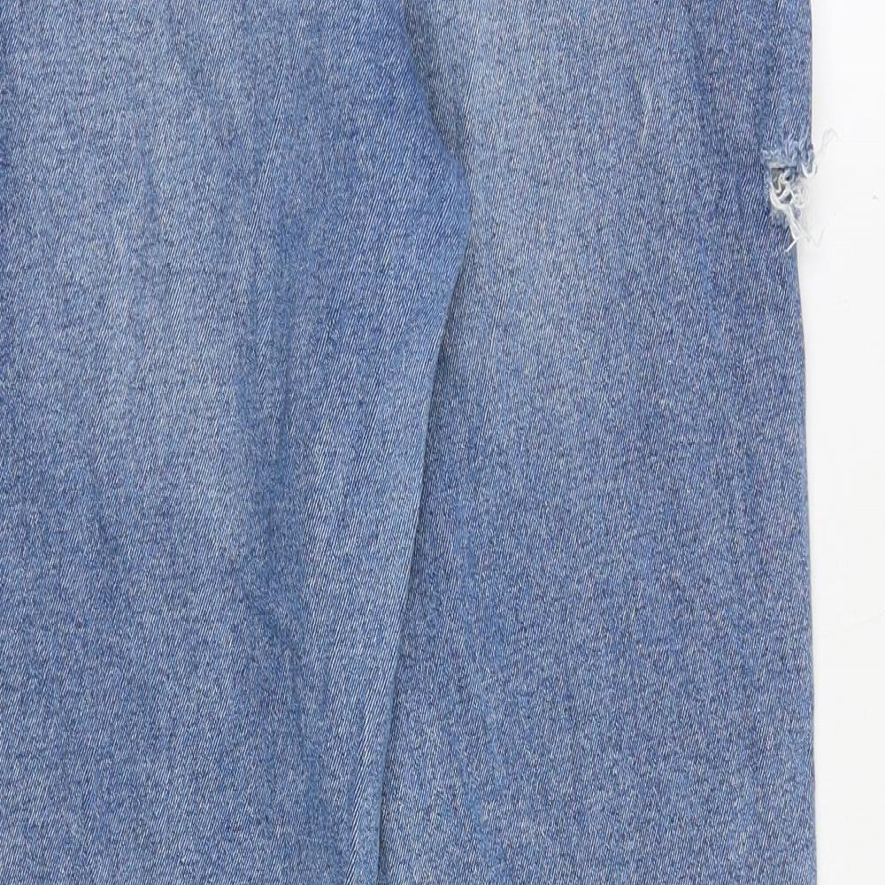 Stradivarius Womens Blue Cotton Straight Jeans Size 16 Regular Zip