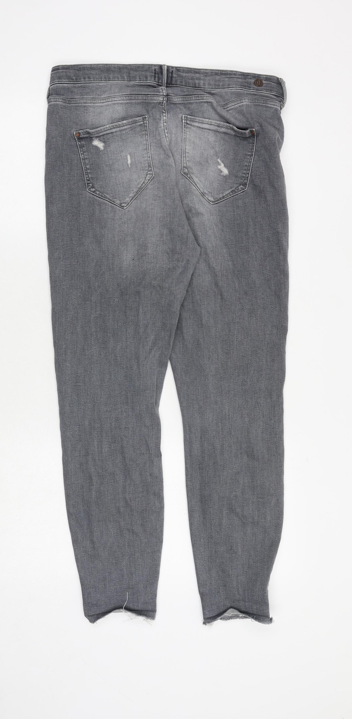 River Island Womens Grey Cotton Skinny Jeans Size 16 Regular Zip