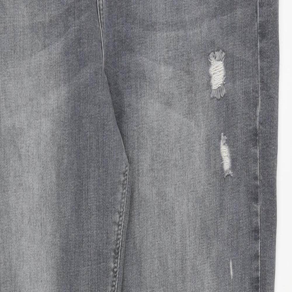 River Island Womens Grey Cotton Skinny Jeans Size 16 Regular Zip