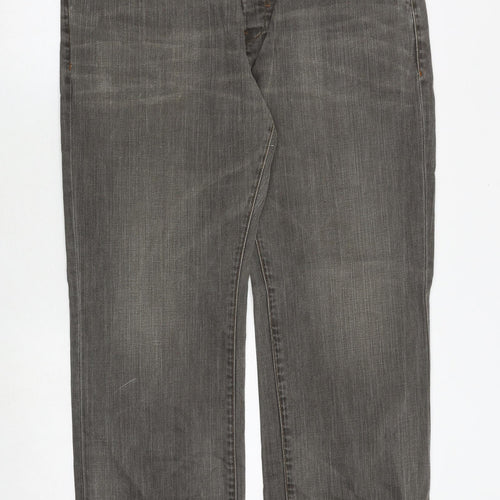 Debenhams Mens Grey Cotton Straight Jeans Size 38 in Regular Button