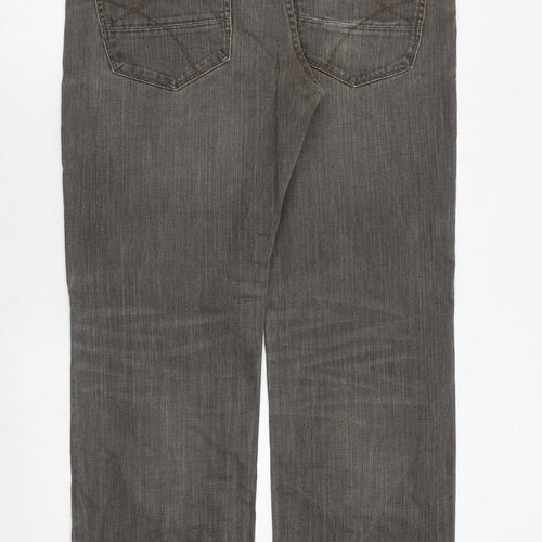 Debenhams Mens Grey Cotton Straight Jeans Size 38 in Regular Button