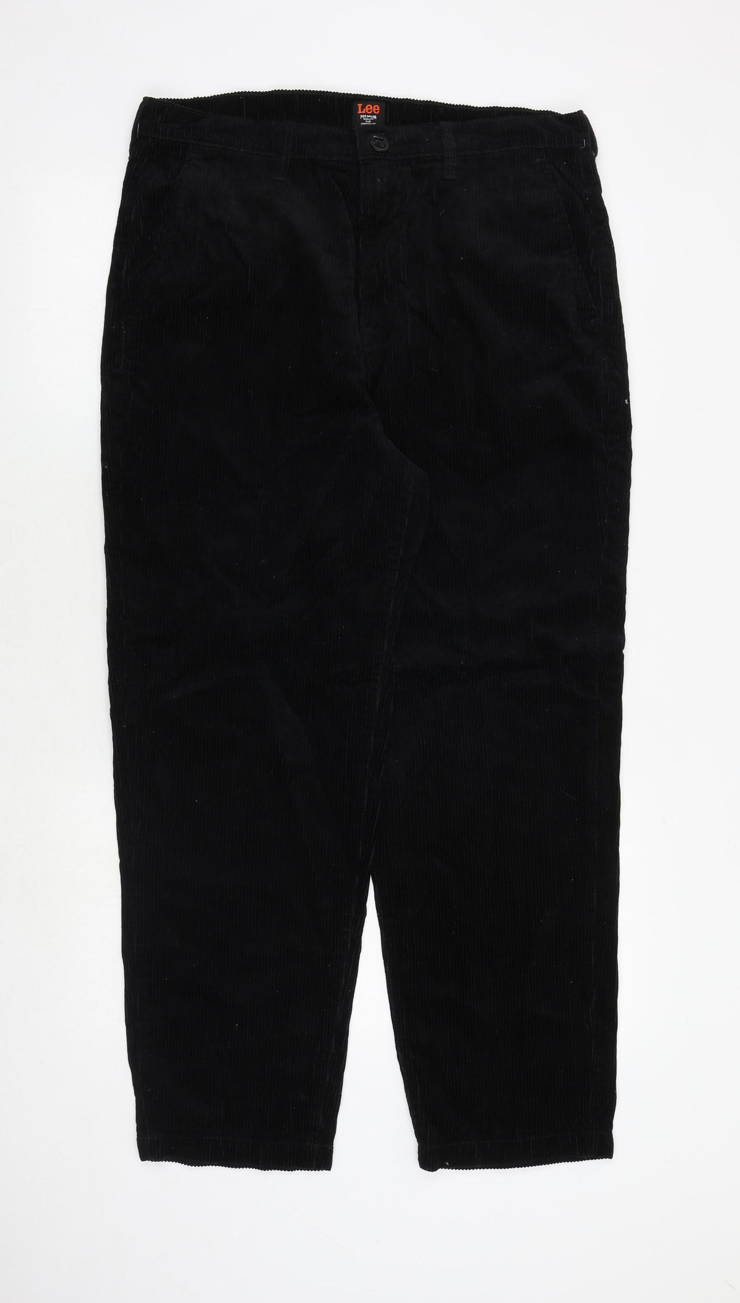 Lee Mens Black Cotton Trousers Size 32 in Regular Zip