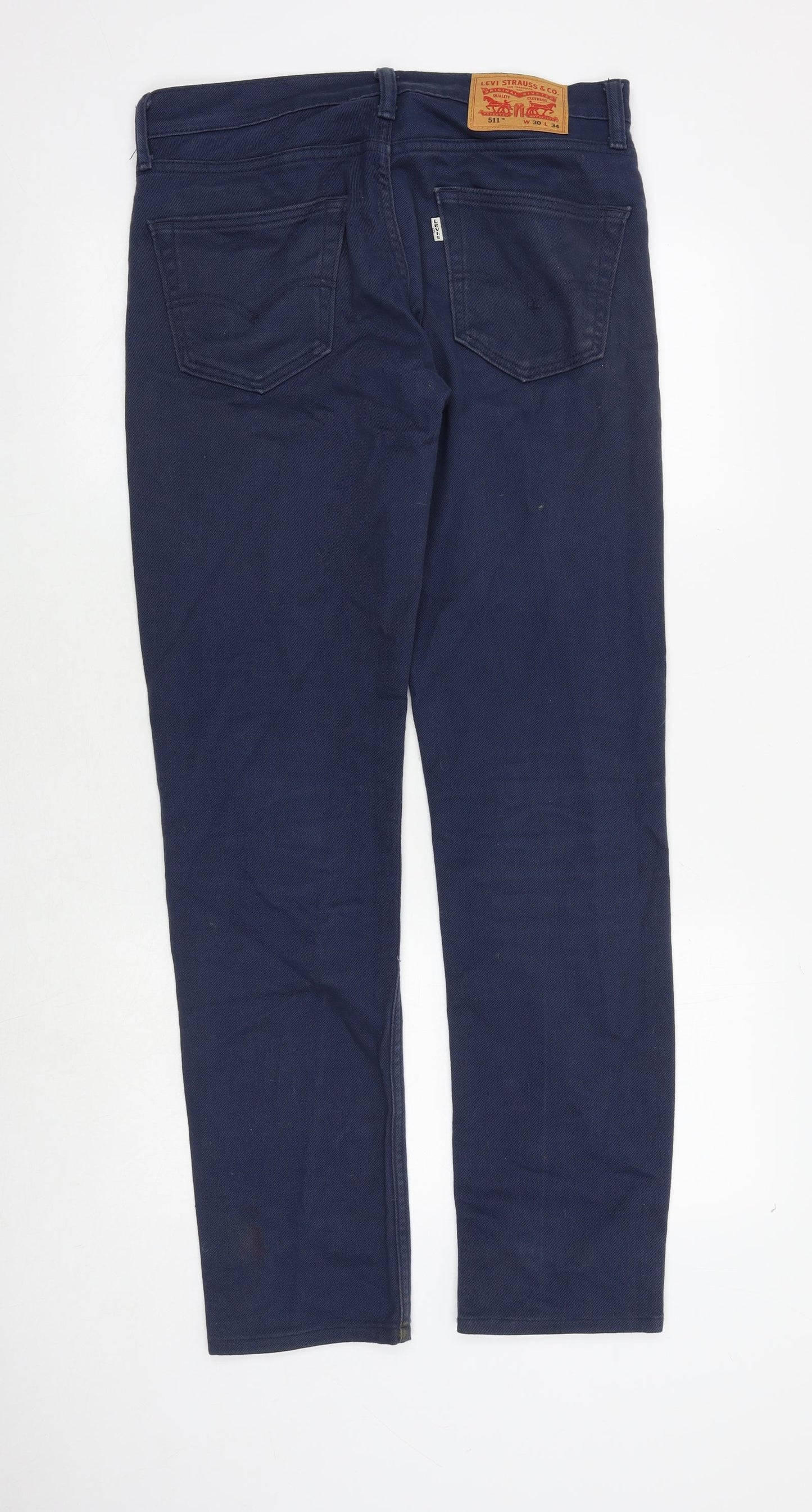Levi's Mens Blue Cotton Straight Jeans Size 30 in Regular Zip