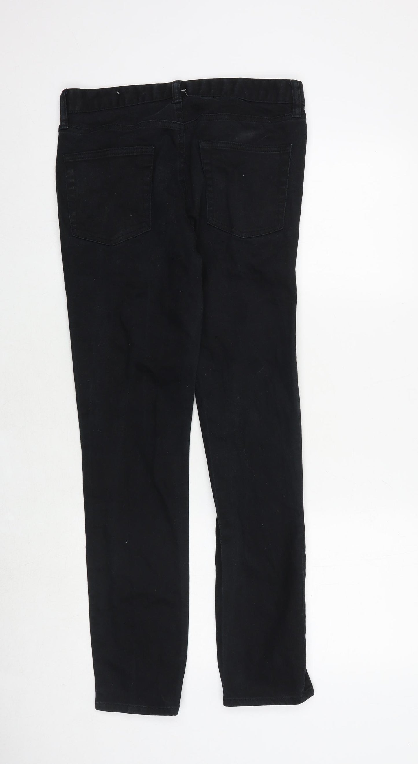 Topman Mens Black Cotton Straight Jeans Size 30 in L30 in Regular Zip