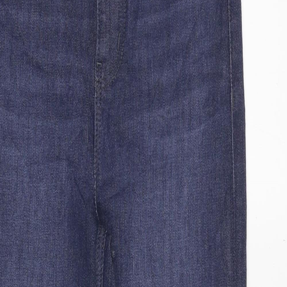 Marks and Spencer Womens Blue Cotton Straight Jeans Size 8 Regular Zip - Cigarette Style