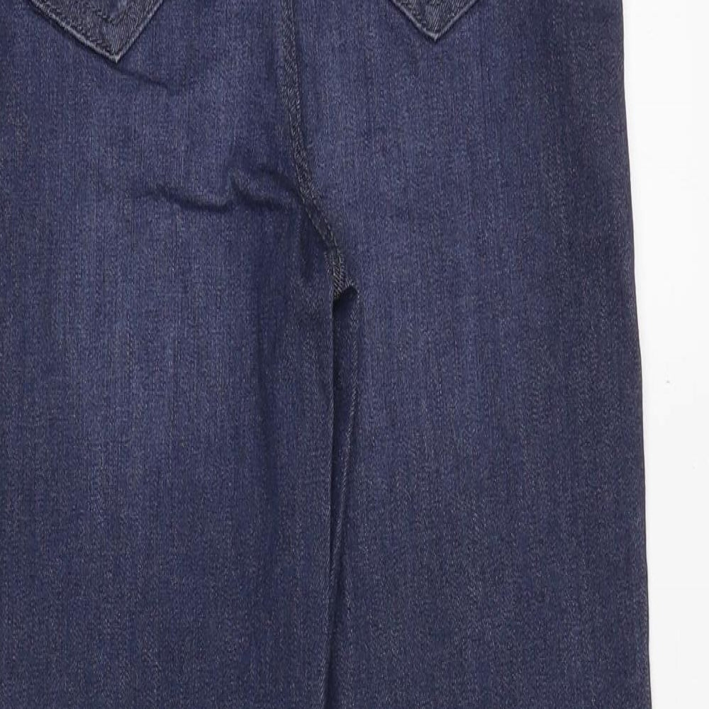 Marks and Spencer Womens Blue Cotton Straight Jeans Size 8 Regular Zip - Cigarette Style