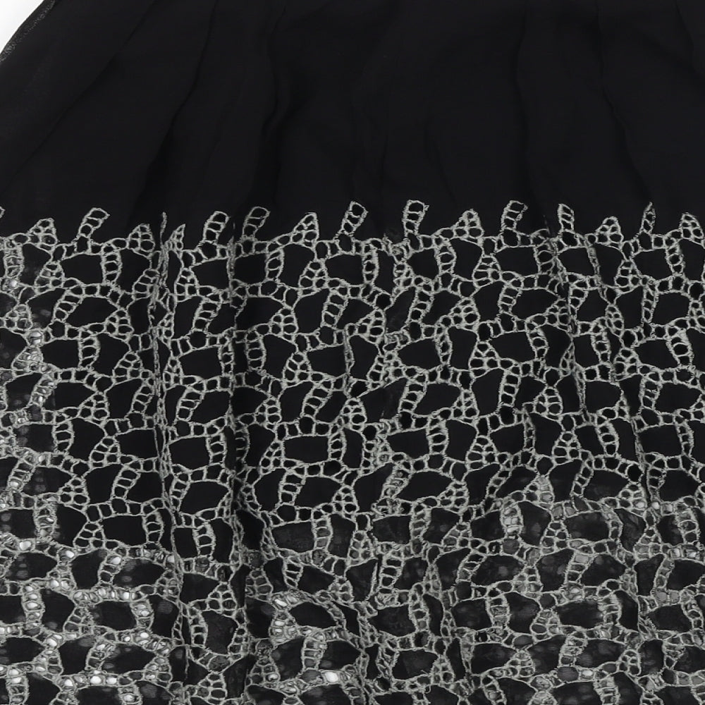 AllSaints Womens Black Geometric Viscose Swing Skirt Size 10 Zip