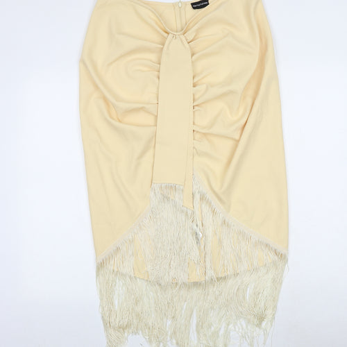 PRETTYLITTLETHING Womens Ivory Polyester A-Line Skirt Size 34 in Zip