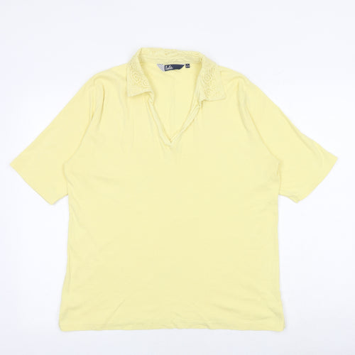 EWM Womens Yellow Polyester Basic Polo Size L Collared - Size 18-20