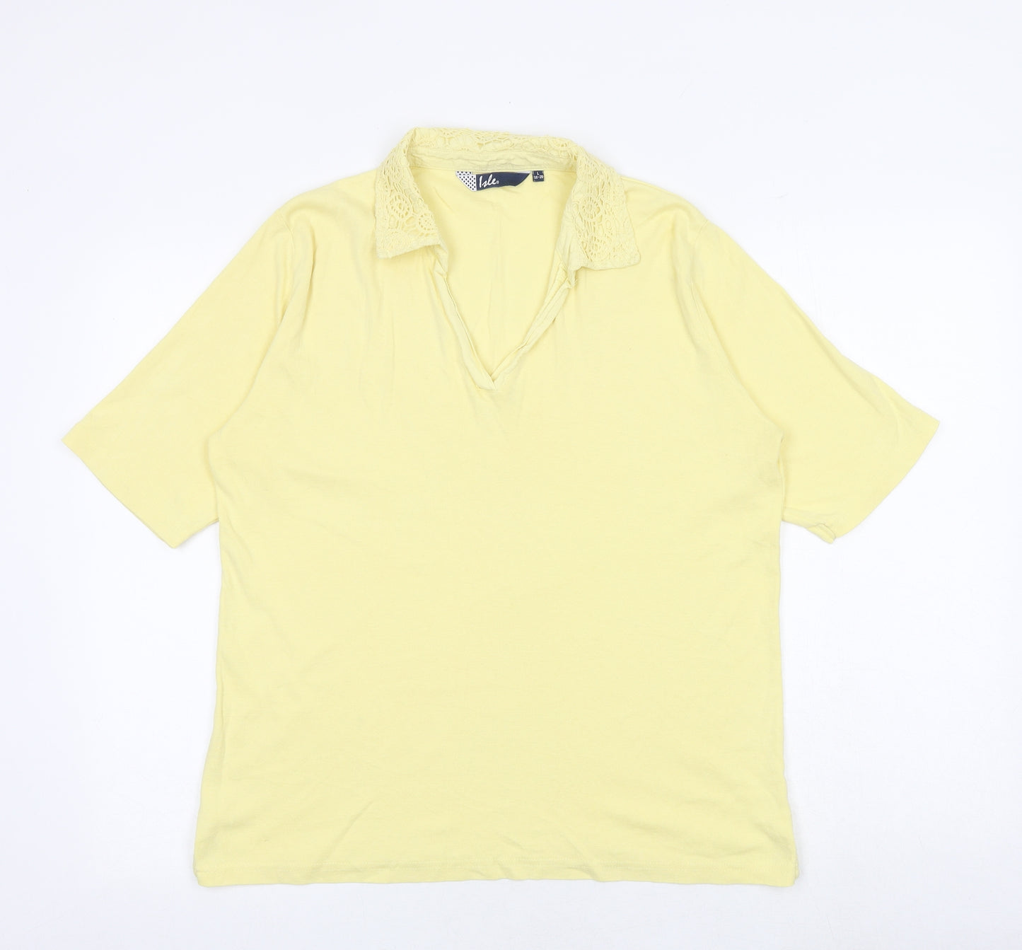 EWM Womens Yellow Polyester Basic Polo Size L Collared - Size 18-20