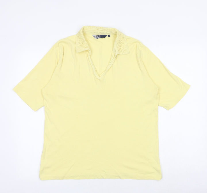 EWM Womens Yellow Polyester Basic Polo Size L Collared - Size 18-20