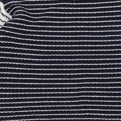 Marks and Spencer Womens Blue Boat Neck Striped 100% Cotton Pullover Jumper Size S