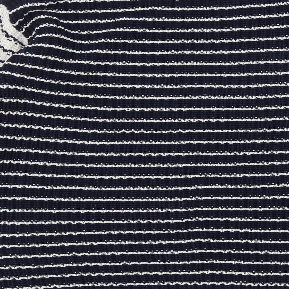 Marks and Spencer Womens Blue Boat Neck Striped 100% Cotton Pullover Jumper Size S