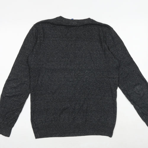 H&M Mens Grey Round Neck Cotton Pullover Jumper Size M Long Sleeve