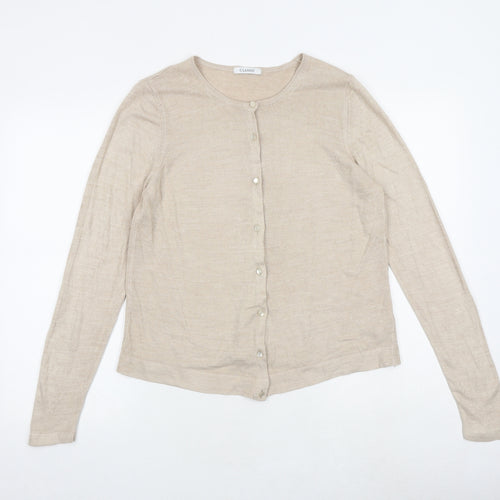 Marks and Spencer Womens Brown Round Neck Acrylic Cardigan Jumper Size 12