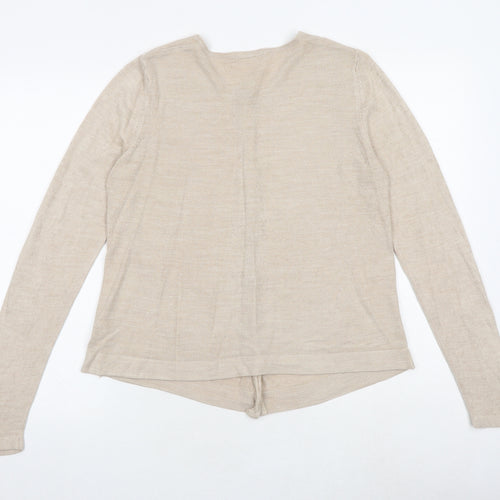 Marks and Spencer Womens Brown Round Neck Acrylic Cardigan Jumper Size 12