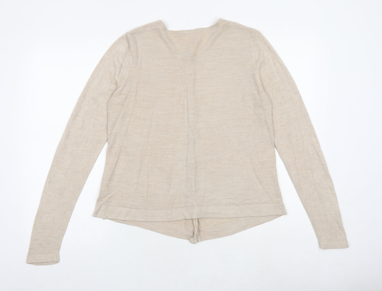 Marks and Spencer Womens Brown Round Neck Acrylic Cardigan Jumper Size 12