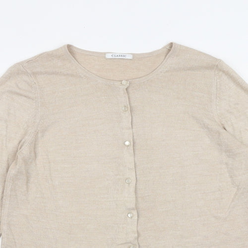 Marks and Spencer Womens Brown Round Neck Acrylic Cardigan Jumper Size 12