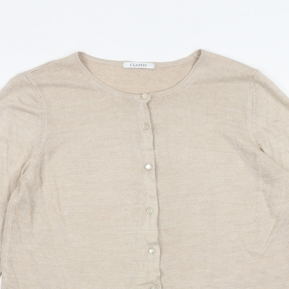 Marks and Spencer Womens Brown Round Neck Acrylic Cardigan Jumper Size 12