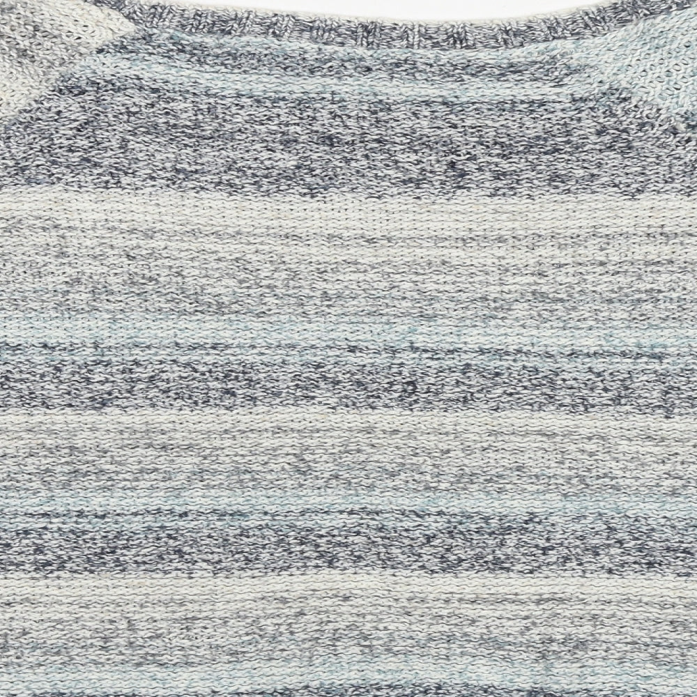 Fat Face Womens Blue Round Neck Striped 100% Cotton Pullover Jumper Size M - Size M-L