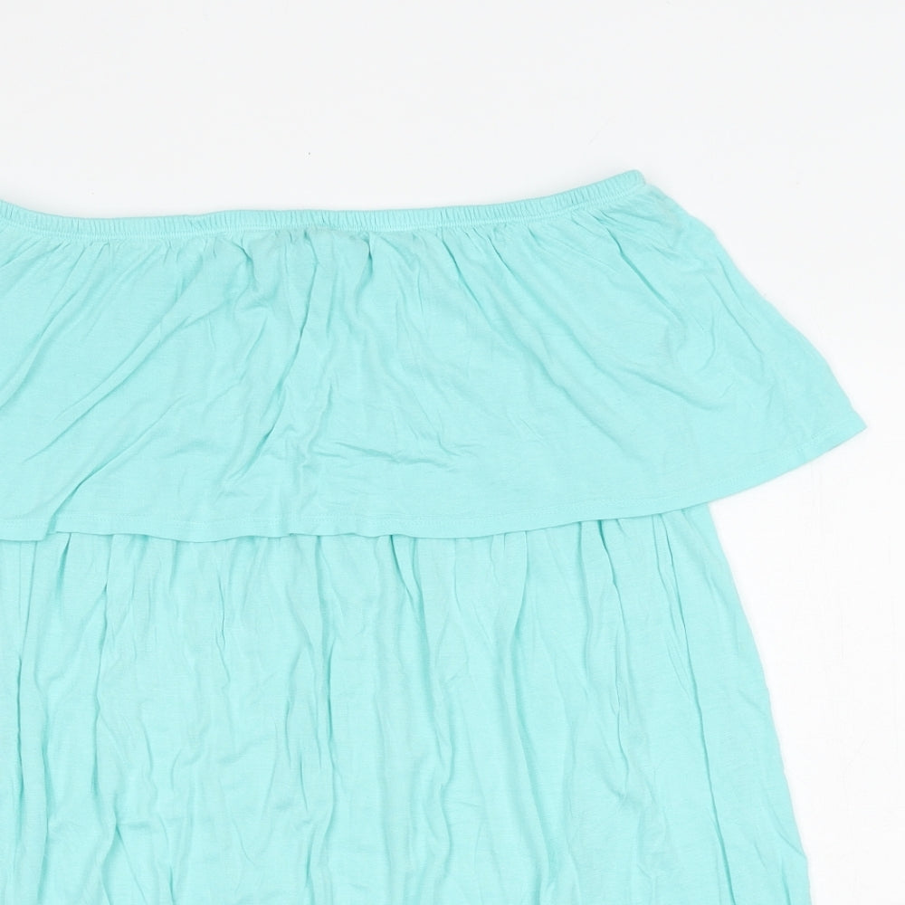 Be You Womens Blue Viscose Basic T-Shirt Size 16 Boat Neck - Size 16-18