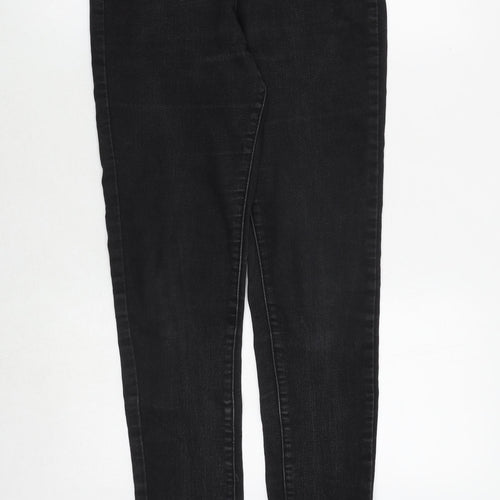 G21 Womens Black Herringbone Cotton Skinny Jeans Size 12 Regular Zip