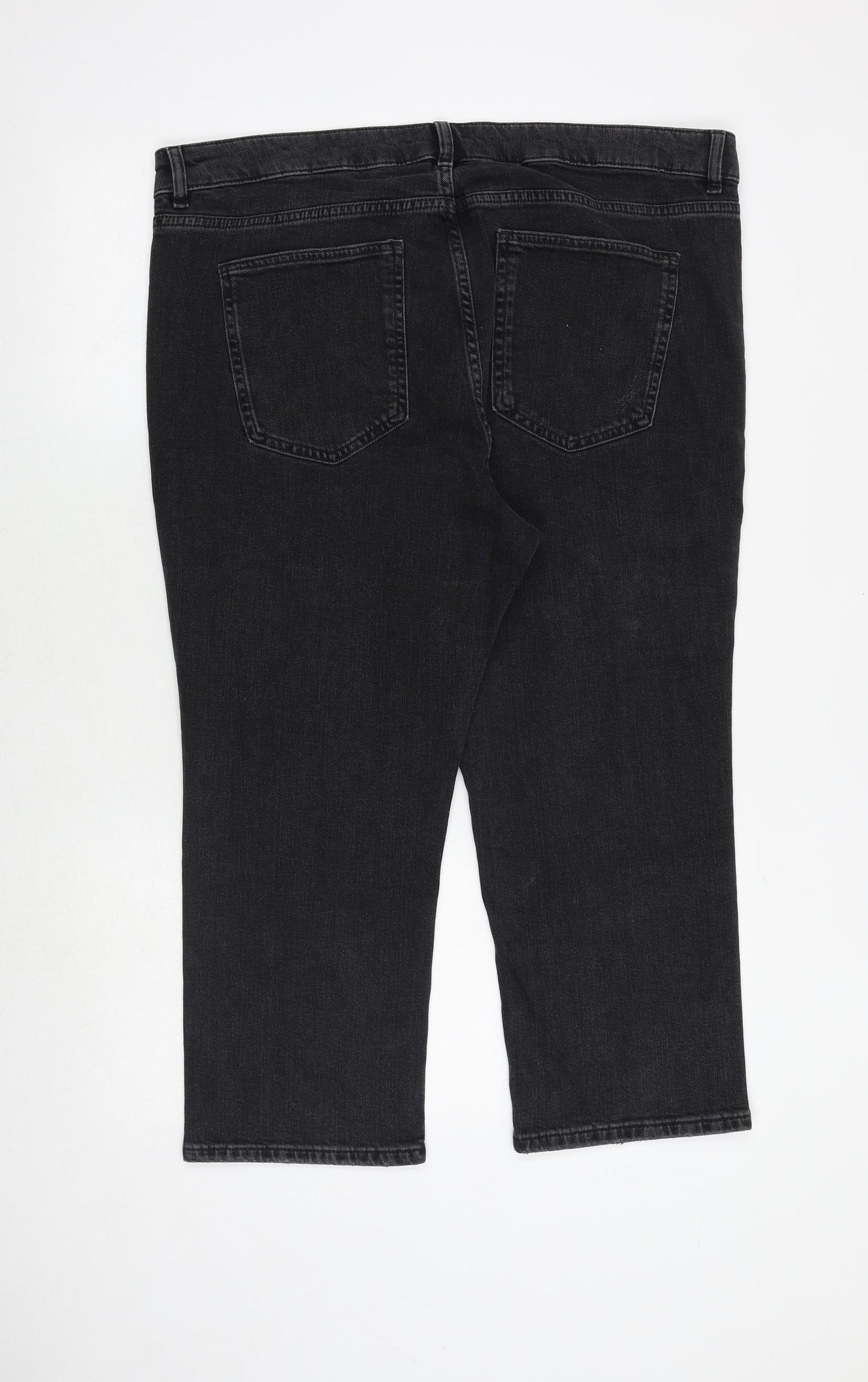 Marks and Spencer Womens Black Cotton Straight Jeans Size 20 Regular Zip