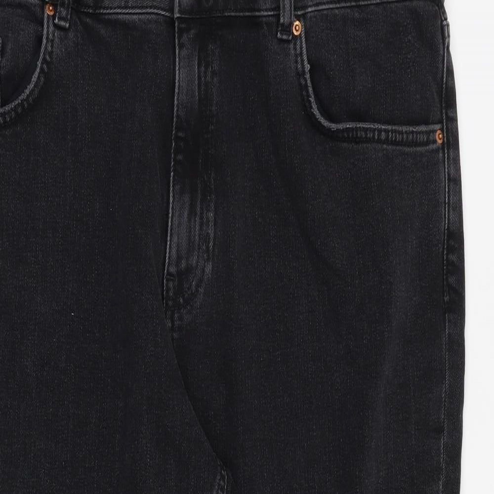 Marks and Spencer Womens Black Cotton Straight Jeans Size 20 Regular Zip