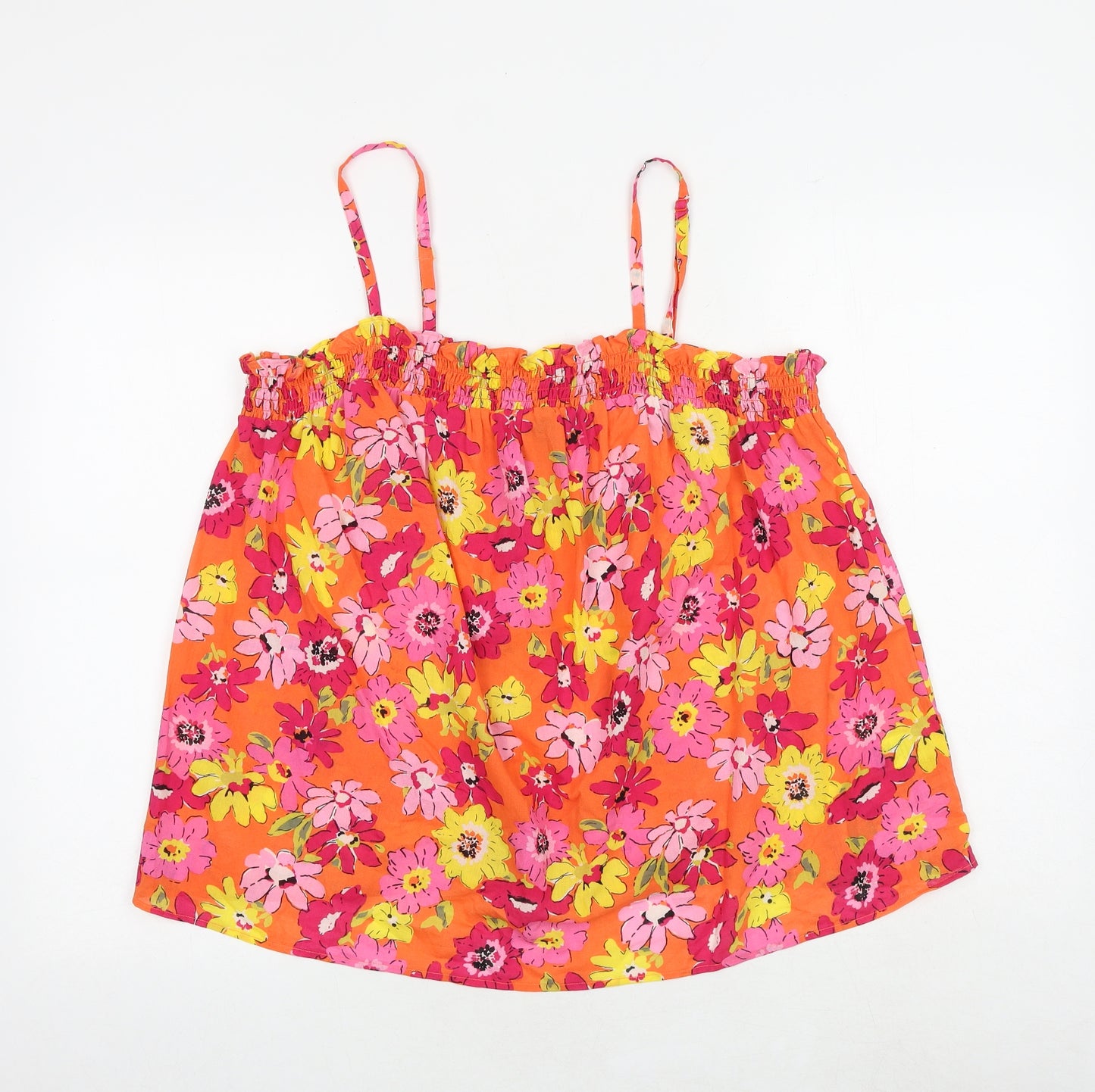 Marks and Spencer Womens Multicoloured Floral 100% Cotton Camisole Tank Size 20 Square Neck