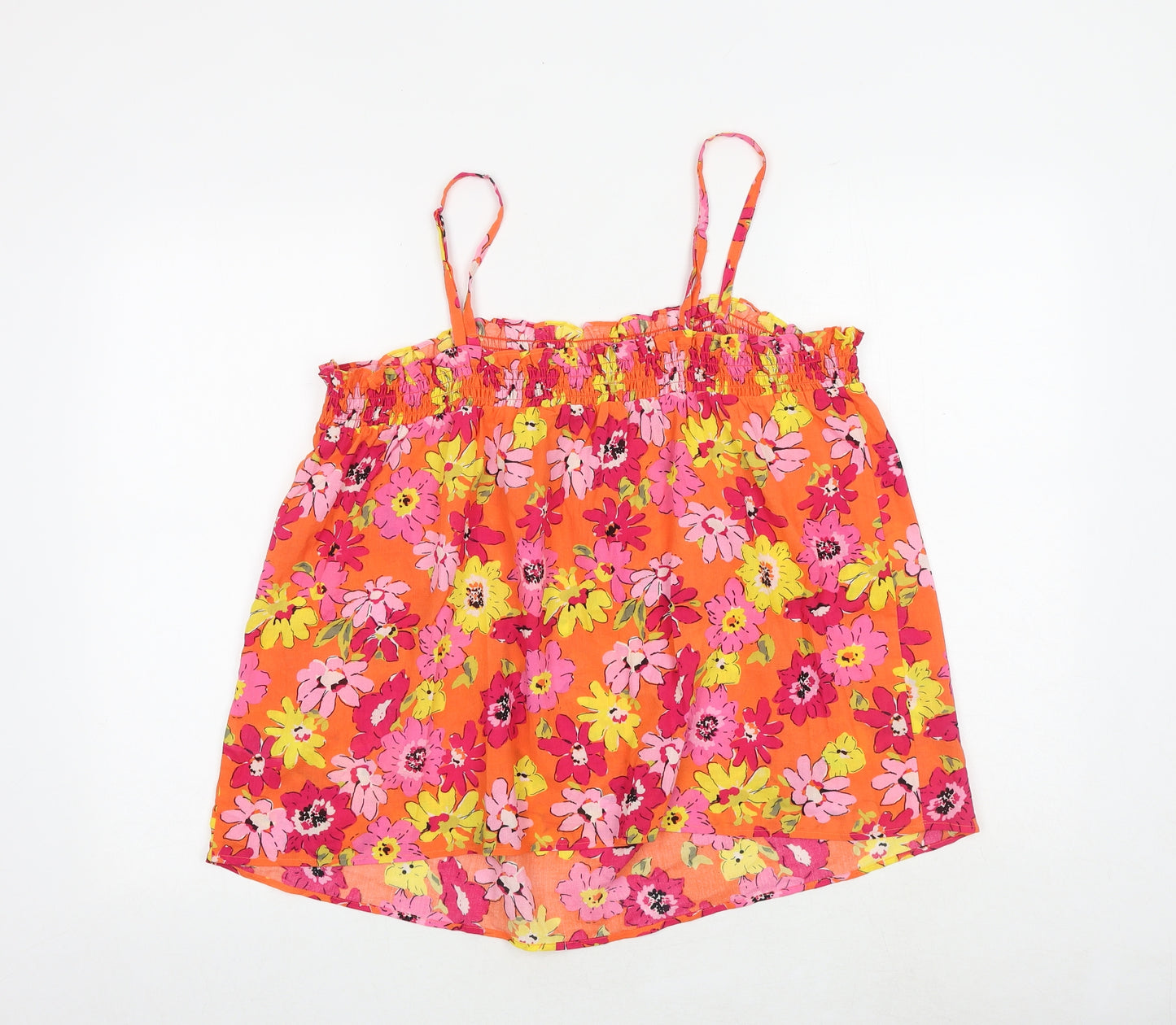 Marks and Spencer Womens Multicoloured Floral 100% Cotton Camisole Tank Size 20 Square Neck