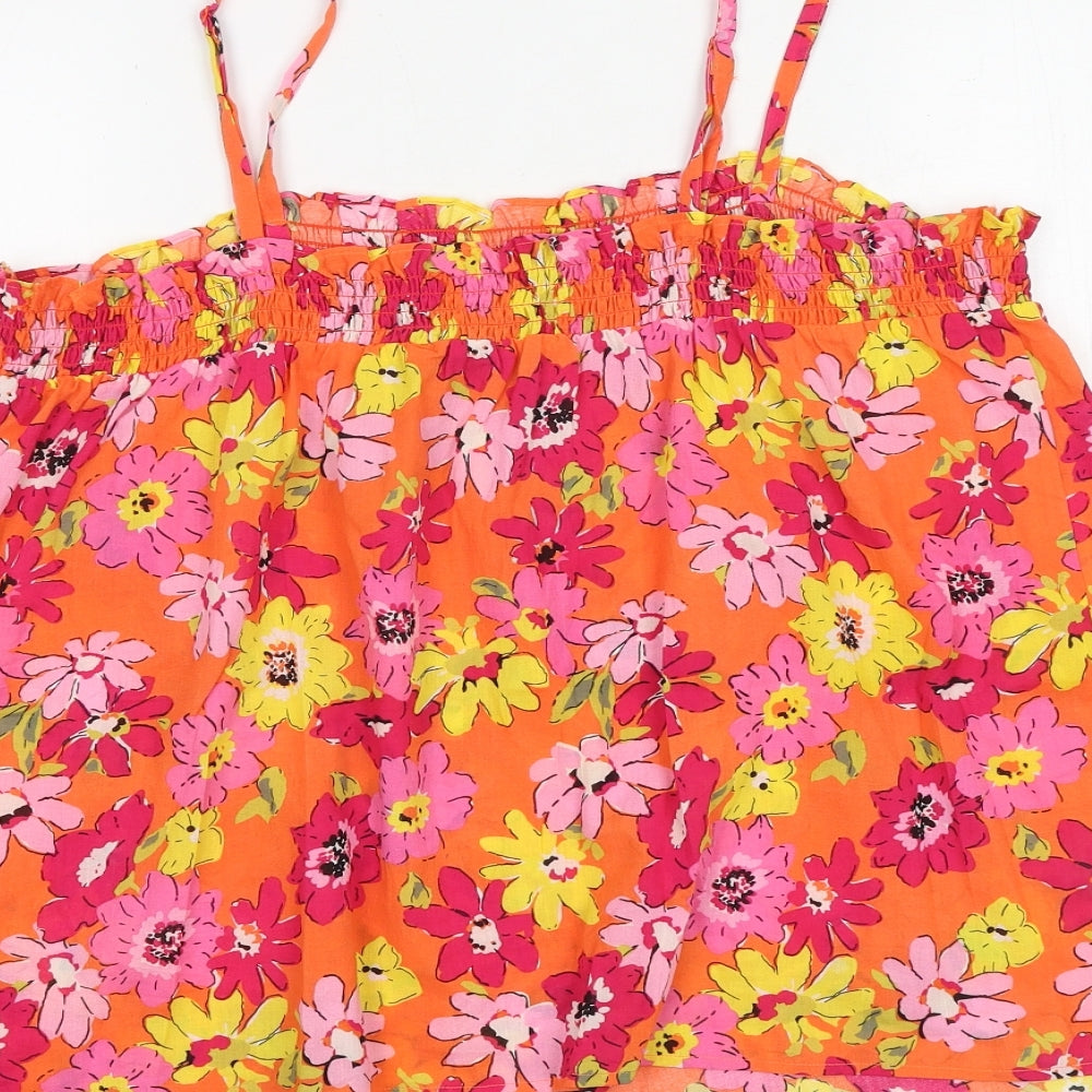 Marks and Spencer Womens Multicoloured Floral 100% Cotton Camisole Tank Size 20 Square Neck