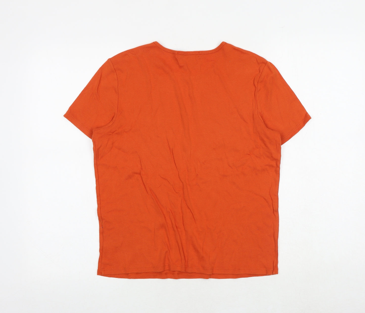 Ralph Lauren Womens Orange 100% Cotton Basic T-Shirt Size M Round Neck
