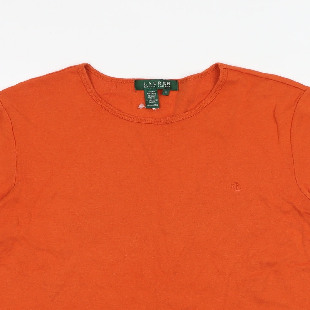 Ralph Lauren Womens Orange 100% Cotton Basic T-Shirt Size M Round Neck