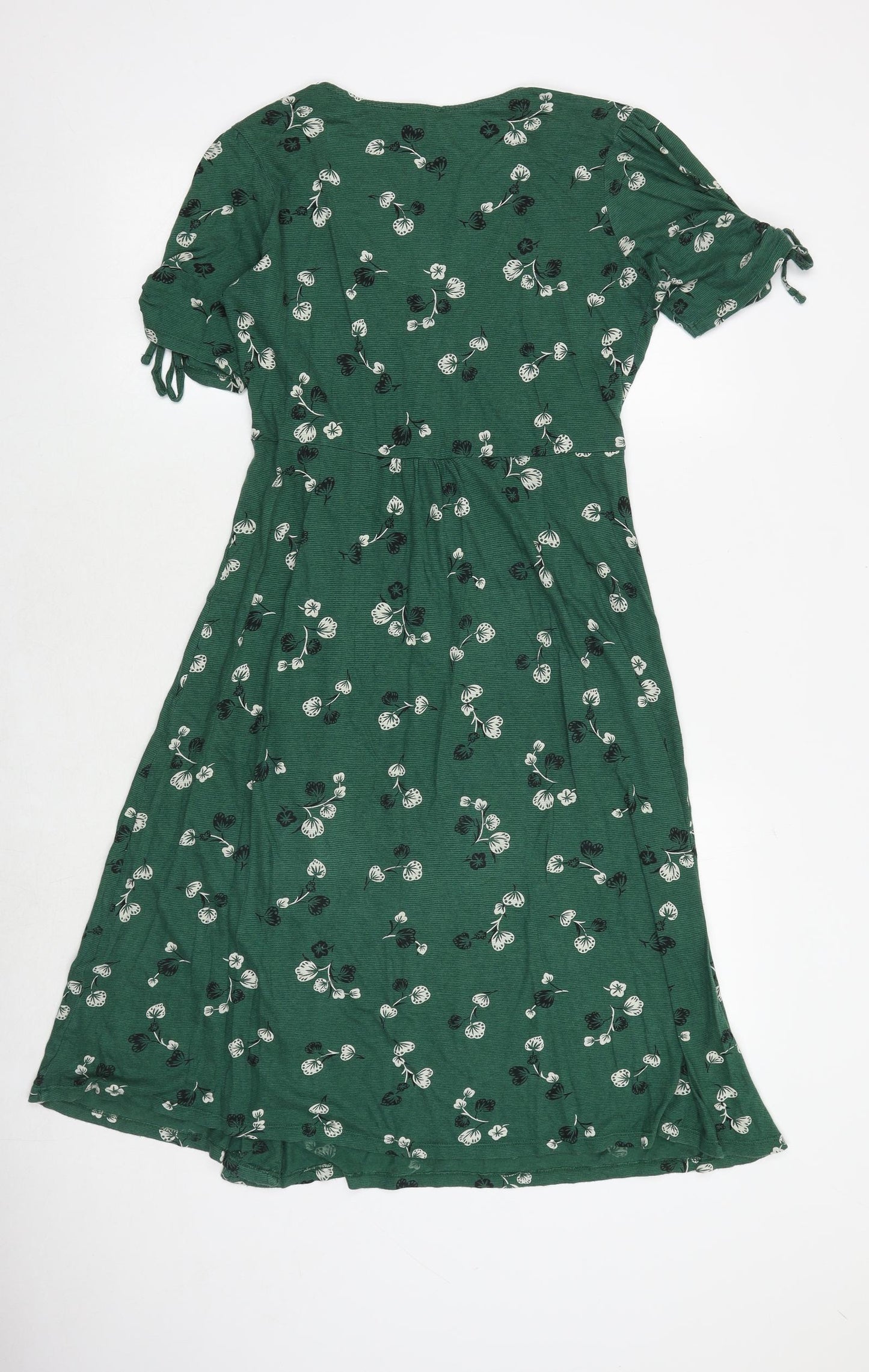 Monsoon Womens Green Floral Viscose Trapeze & Swing Size 10 V-Neck Button