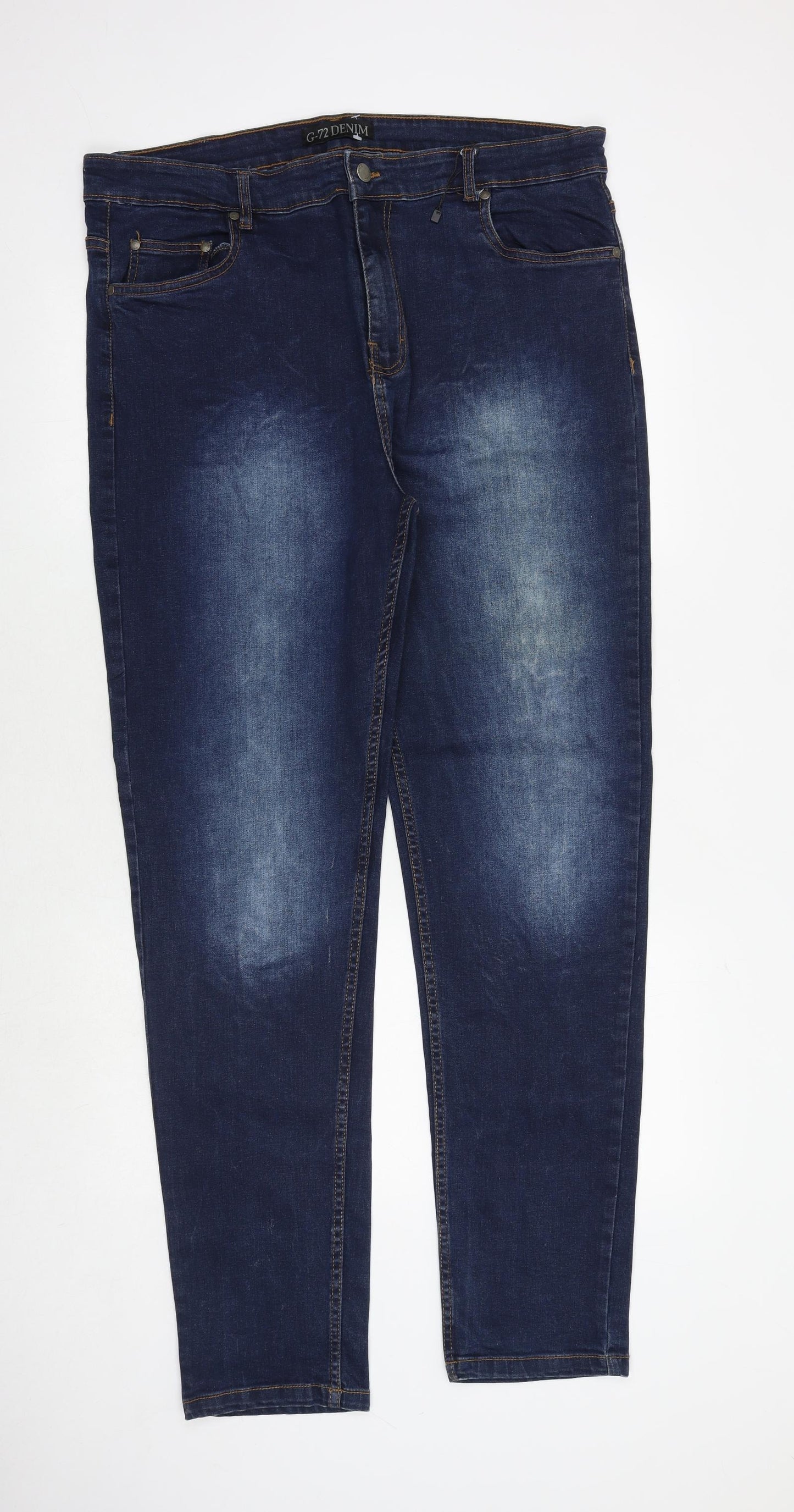 G72 Denim Mens Blue Cotton Tapered Jeans Size 40 in Regular Zip