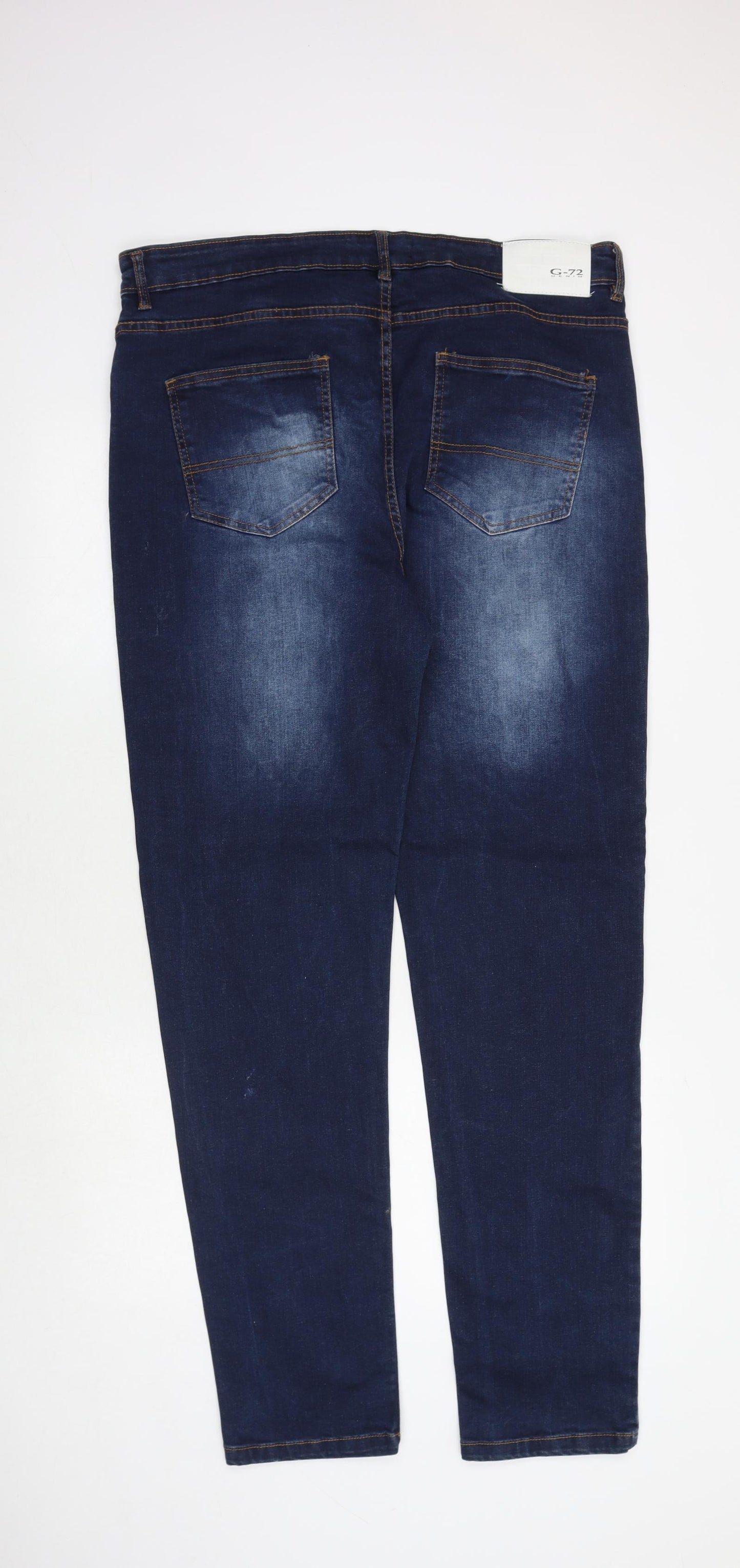 G72 Denim Mens Blue Cotton Tapered Jeans Size 40 in Regular Zip