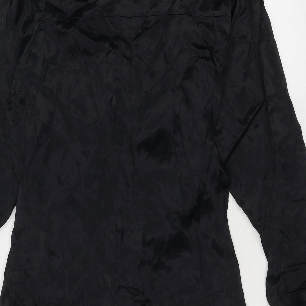Zara Womens Black Viscose Shirt Dress Size 2XL Collared Button