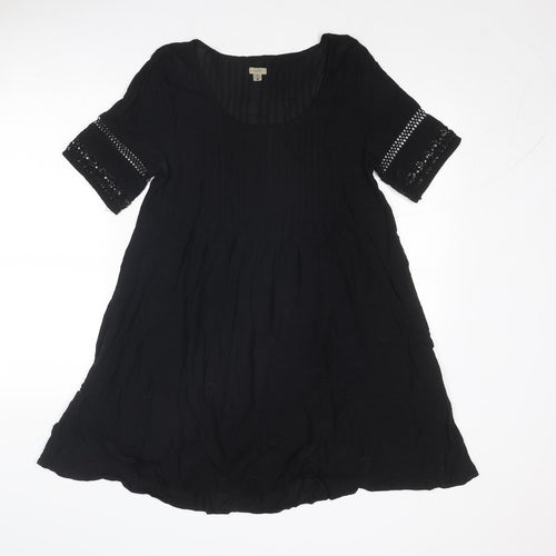 Ecote Womens Black Viscose Trapeze & Swing Size S Round Neck Pullover