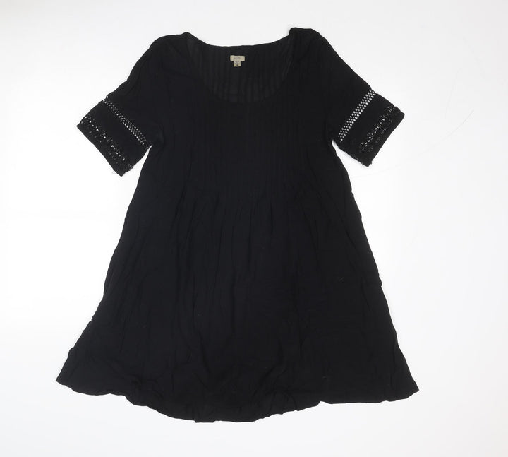 Ecote Womens Black Viscose Trapeze & Swing Size S Round Neck Pullover