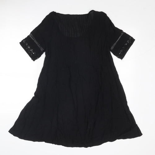 Ecote Womens Black Viscose Trapeze & Swing Size S Round Neck Pullover