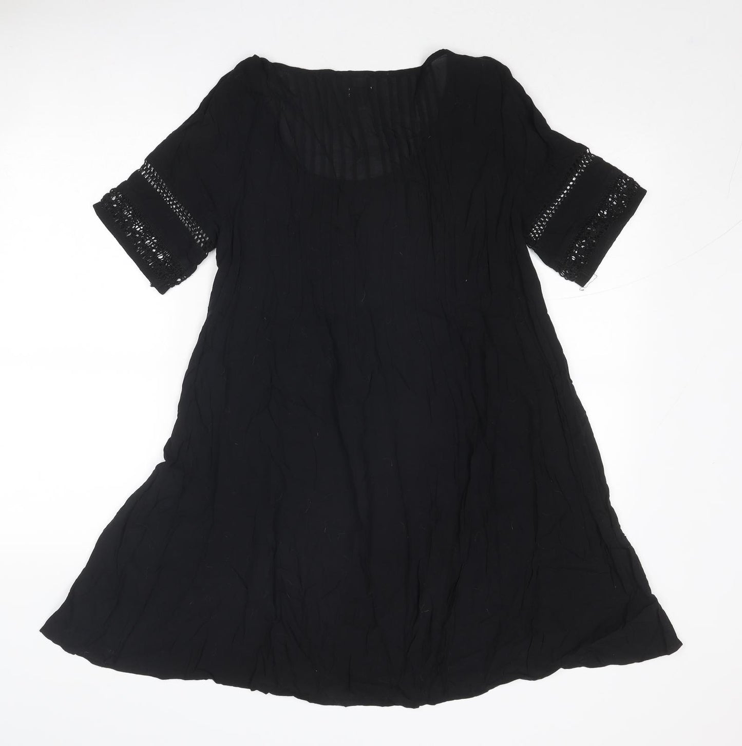 Ecote Womens Black Viscose Trapeze & Swing Size S Round Neck Pullover