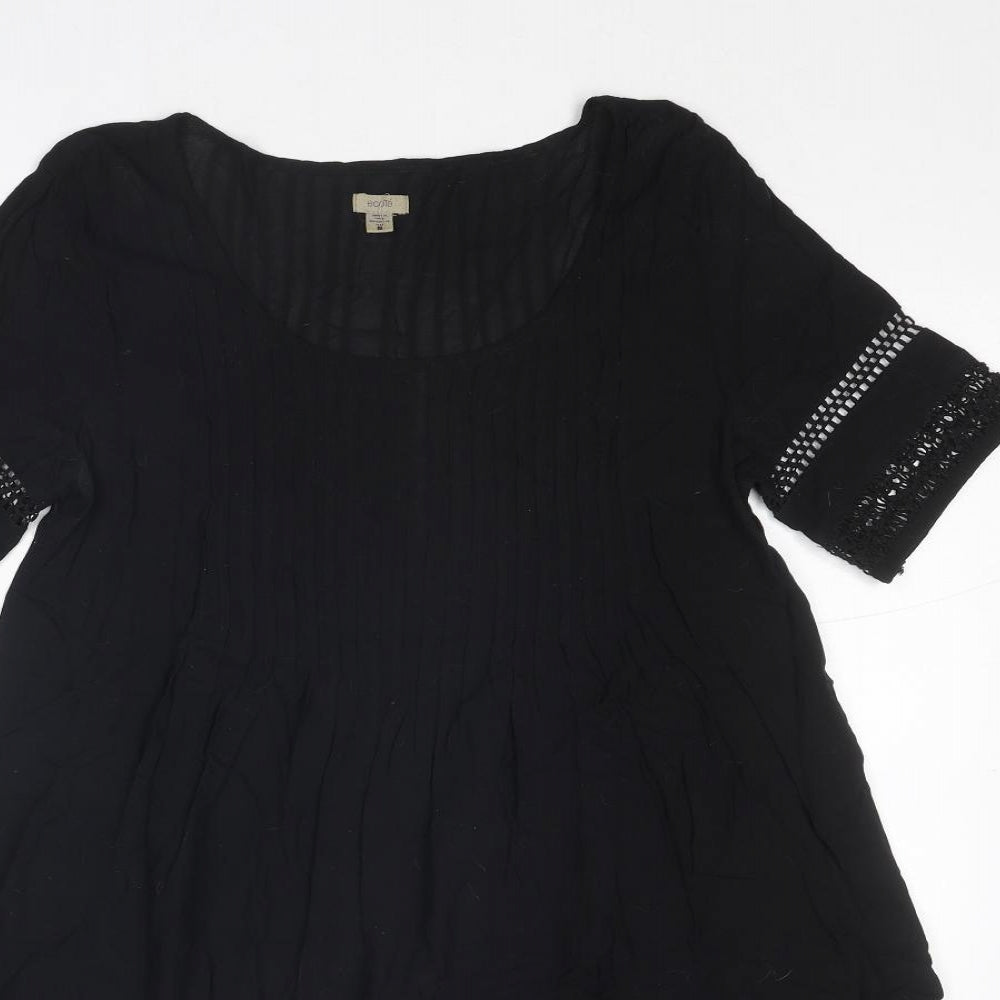 Ecote Womens Black Viscose Trapeze & Swing Size S Round Neck Pullover