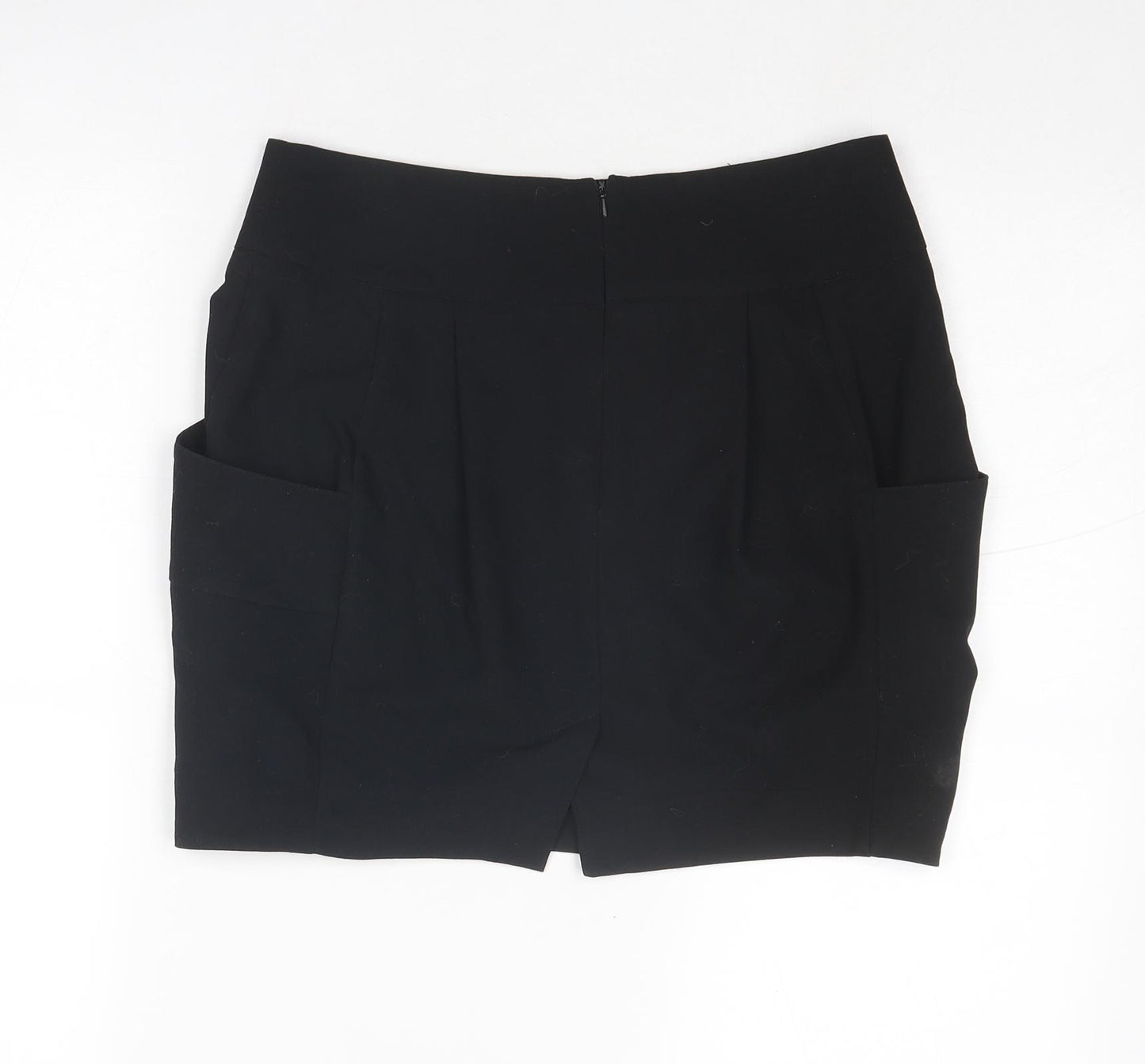 ASOS Womens Black Polyester A-Line Skirt Size 10 Zip