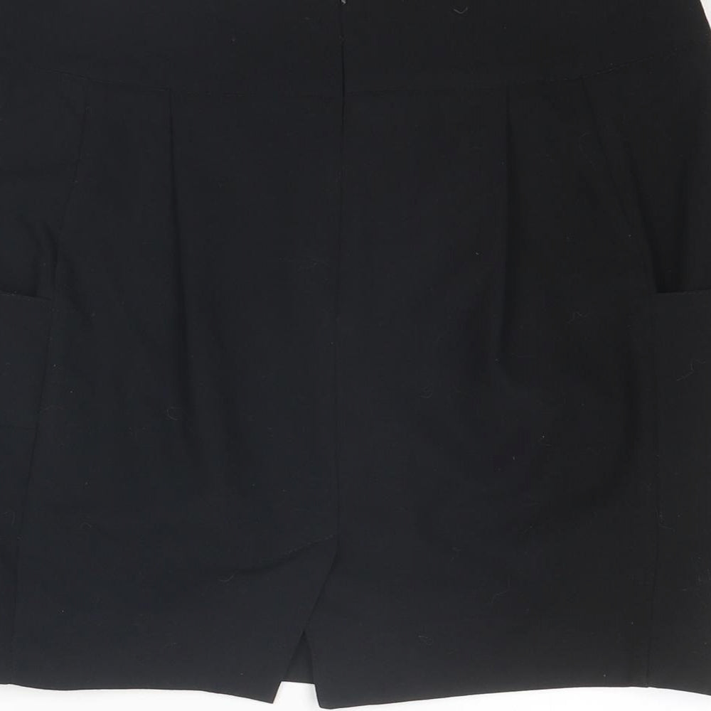 ASOS Womens Black Polyester A-Line Skirt Size 10 Zip