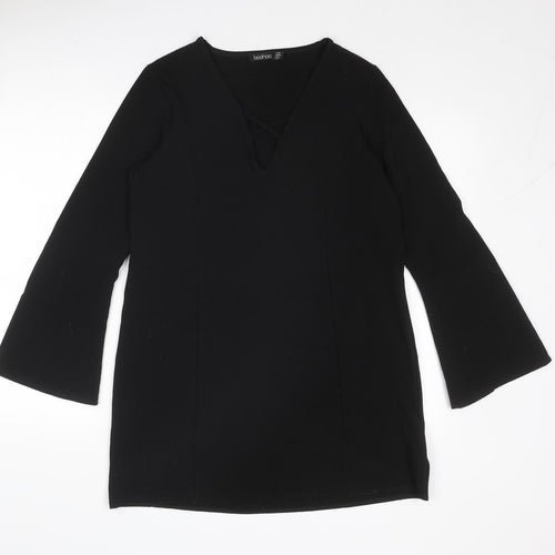 Boohoo Womens Black Polyester A-Line Size 10 Sweetheart Pullover