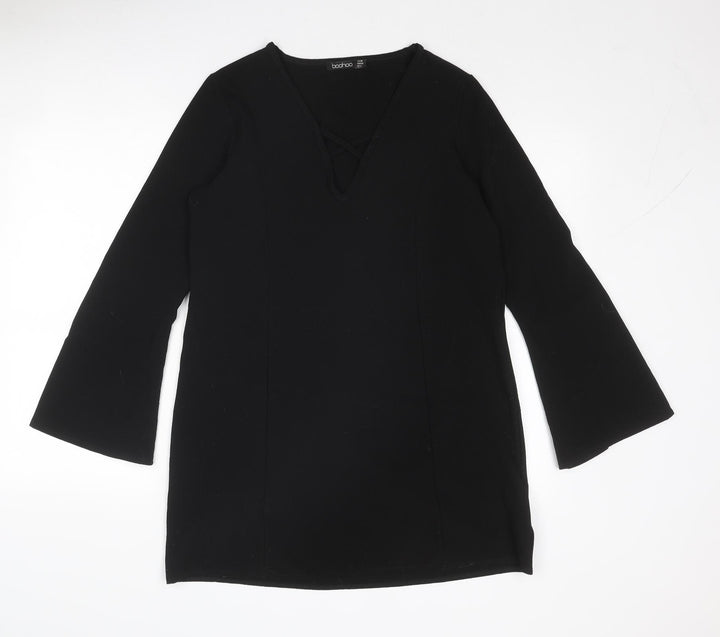 Boohoo Womens Black Polyester A-Line Size 10 Sweetheart Pullover
