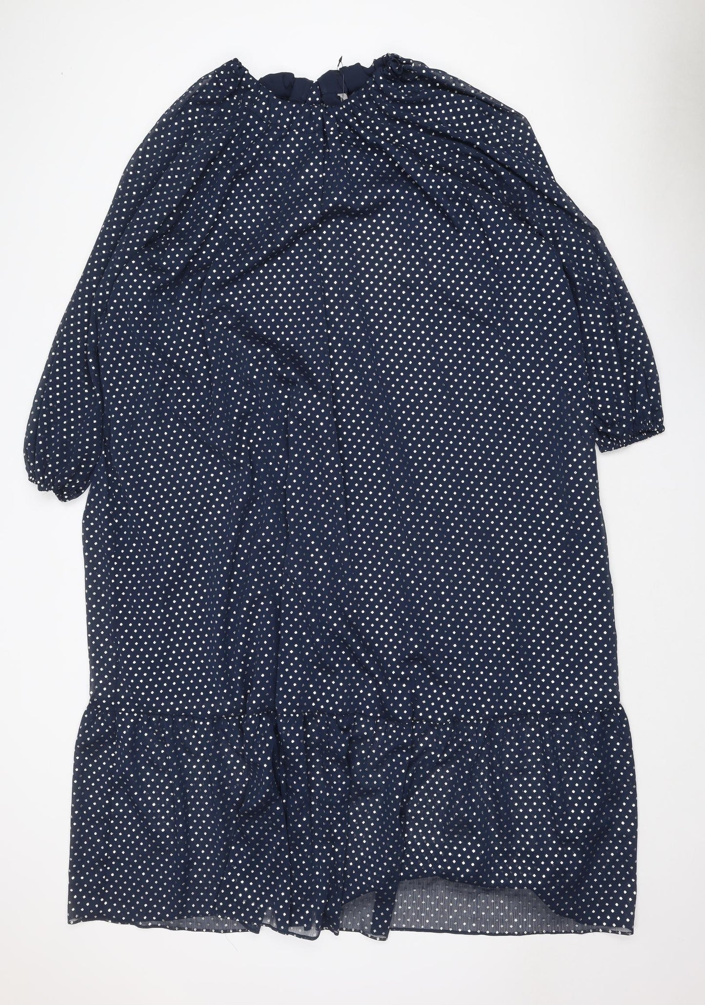 Marks and Spencer Womens Blue Polka Dot Polyester Trapeze & Swing Size 22 Round Neck Tie