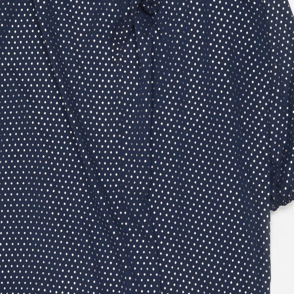 Marks and Spencer Womens Blue Polka Dot Polyester Trapeze & Swing Size 22 Round Neck Tie